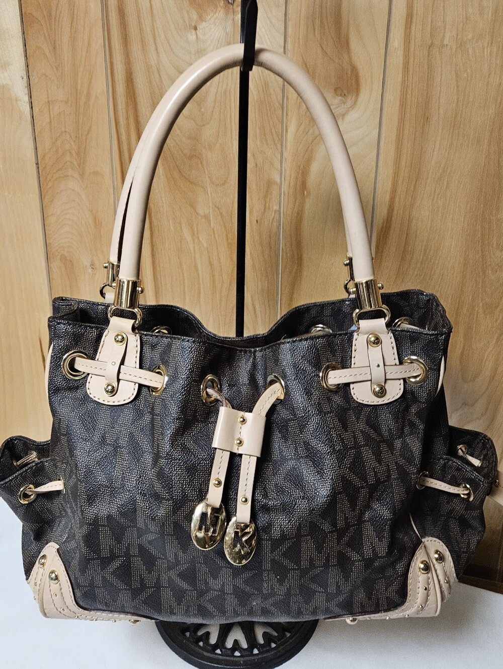 Vintage Michael Kors Signature Drawstring Bag Vintage Satchel - Picture 3 of 16